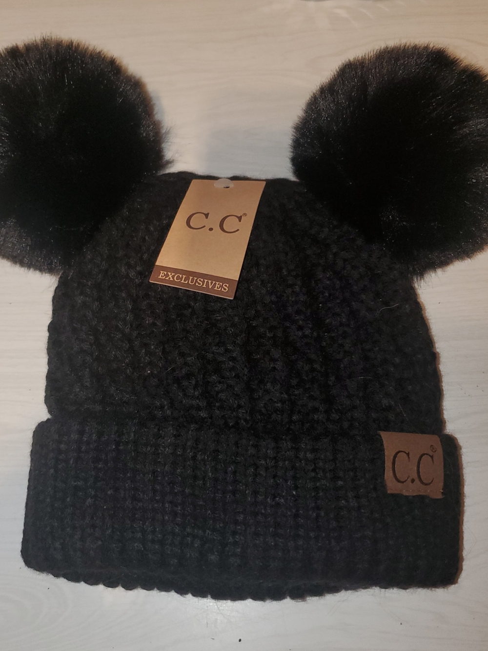 C.C Black Pom Pom Beanie Hat